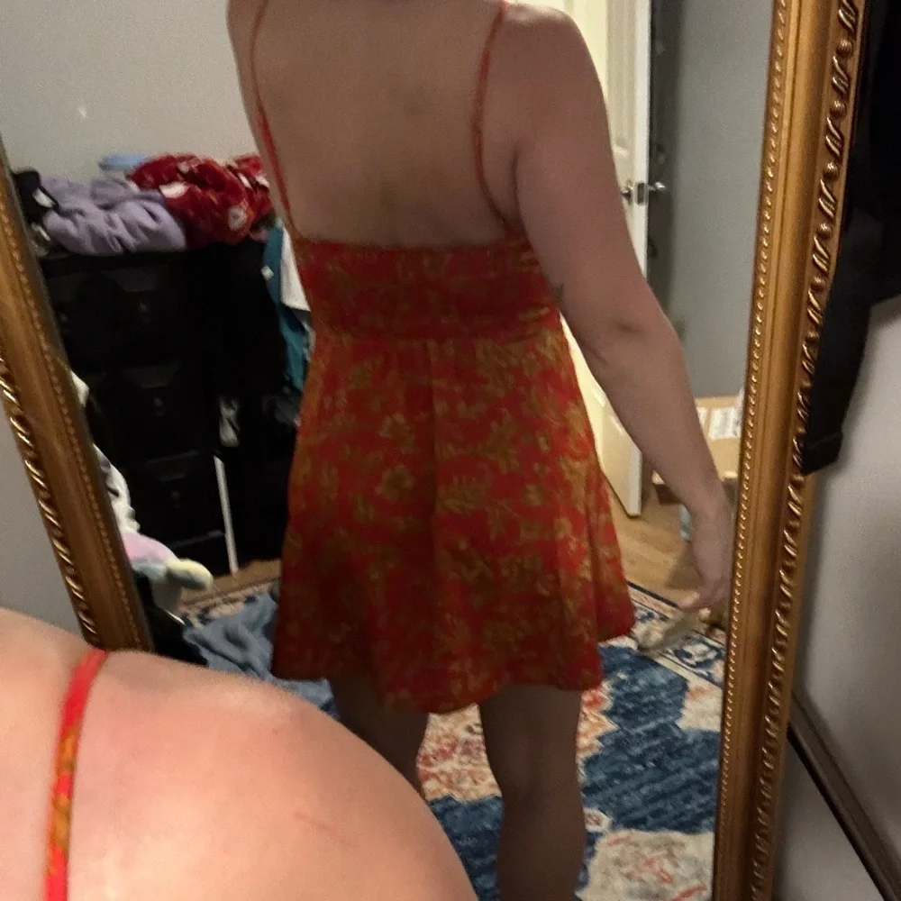 Urban Outfitters Orion Bustier Red and Gold Floral Mini Dress